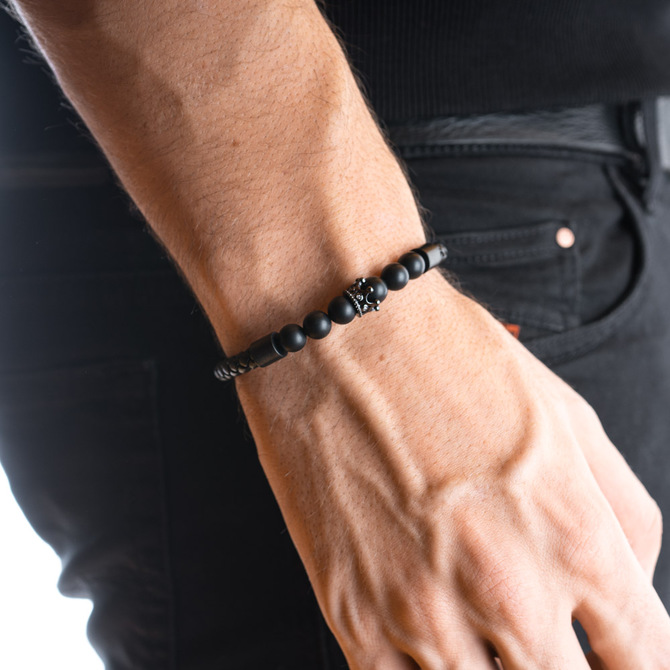 Pánský kožený náramek Lavaliere Black crown Model.jpg