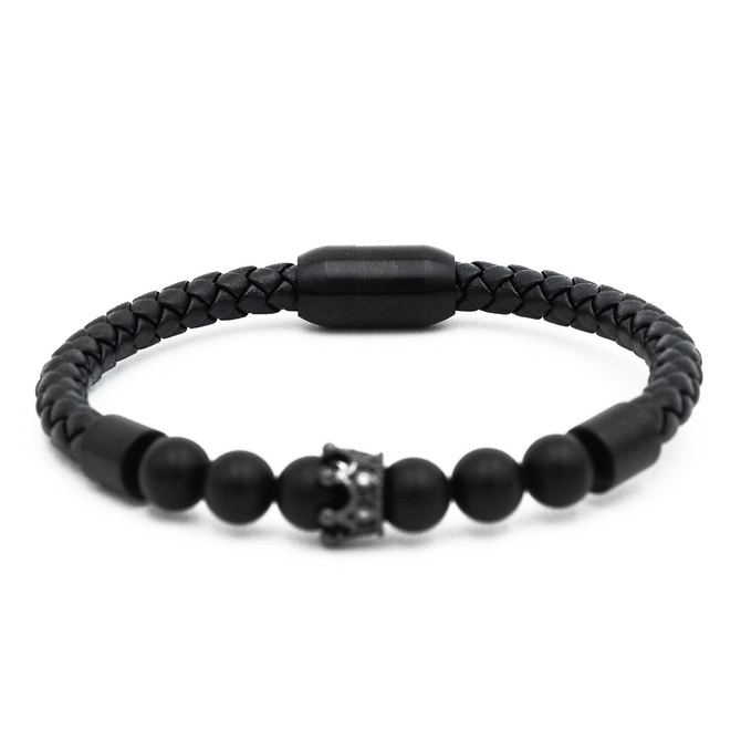 Pánský kožený náramek Lavaliere Black crown B.jpg