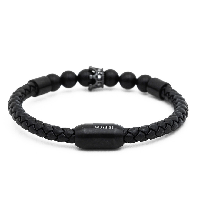 Pánský kožený náramek Lavaliere Black crown D.jpg