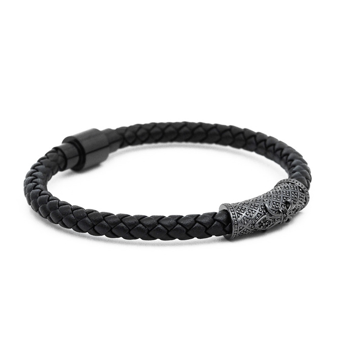 Pánský kožený náramek Lavaliere Simple luxury Black B.jpg