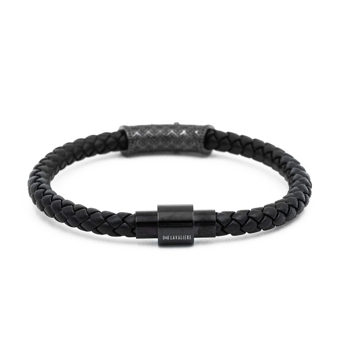 Pánský kožený náramek Lavaliere Simple luxury Black C.jpg