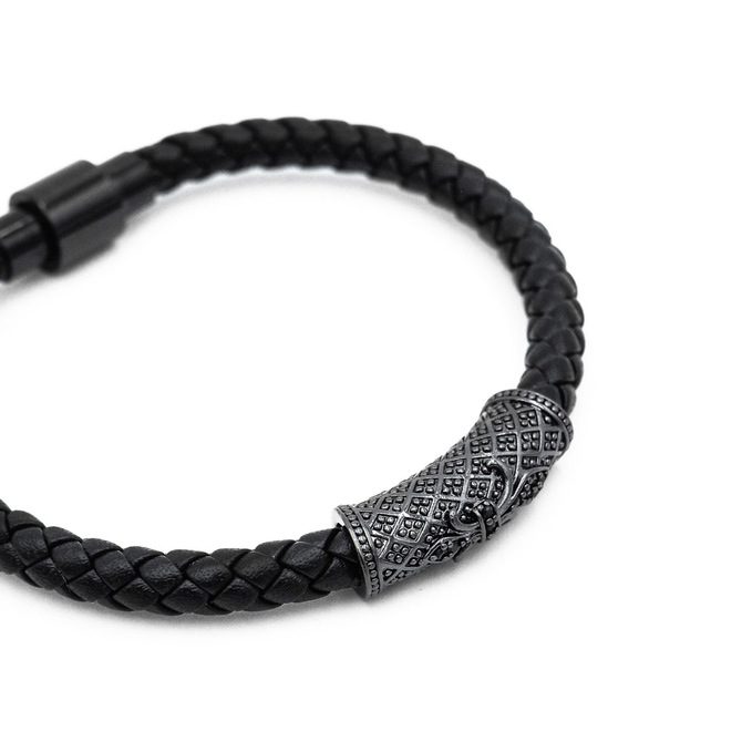 Pánský kožený náramek Lavaliere Simple luxury Black D.jpg