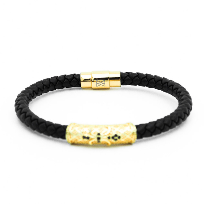 Pánský kožený náramek Lavaliere Simple luxury Gold B.jpg