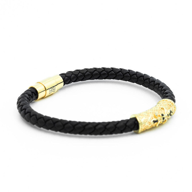 Pánský kožený náramek Lavaliere Simple luxury Gold D.jpg