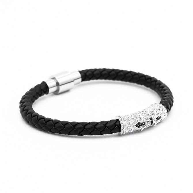 Pánský kožený náramek Lavaliere Simple luxury White Gold C.jpg