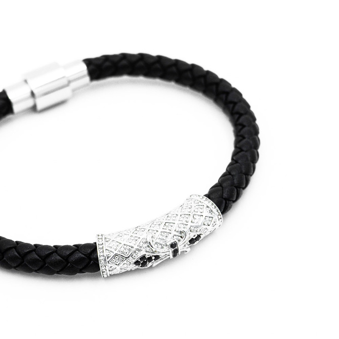 Pánský kožený náramek Lavaliere Simple luxury White Gold E.jpg